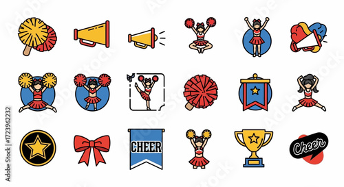 Collection of Cheerleading Icons and Elements.