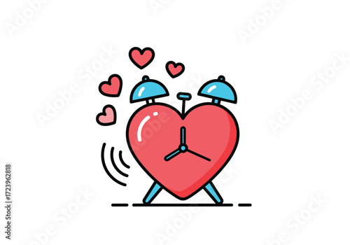 Love alarm clock showing time to fall in love and be loved.