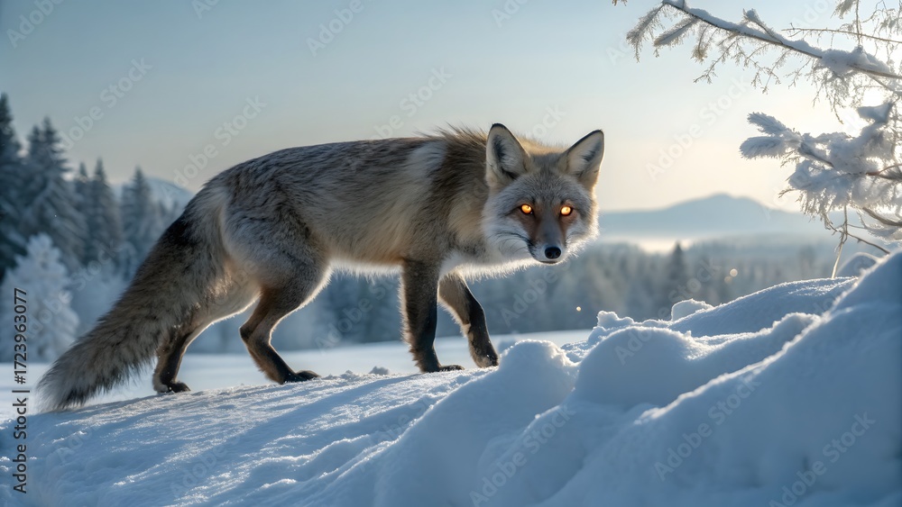 Fototapeta premium Fox in a winter landscape