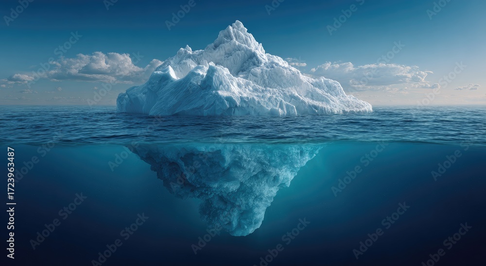 Fototapeta premium Iceberg rising above and below the water's surface