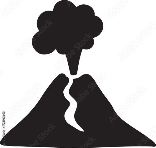Mount Vesuvius silhouette vector, famous volcano Italy, minimal landmark design illustration