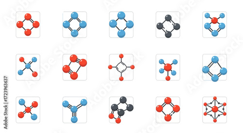 Collection of diverse molecular structures and atomic models.