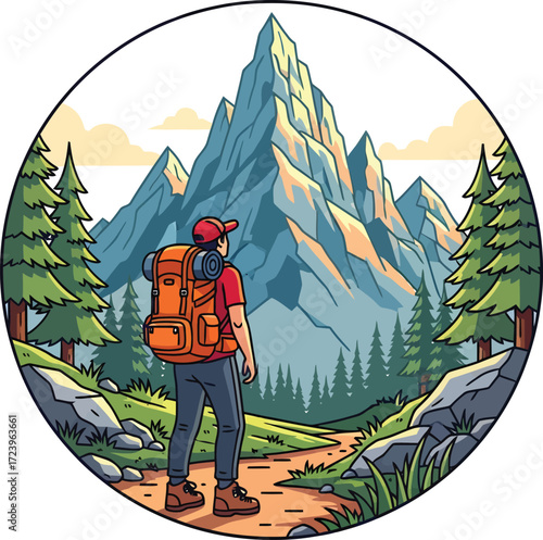 Scenic Mountain Journey Illustration