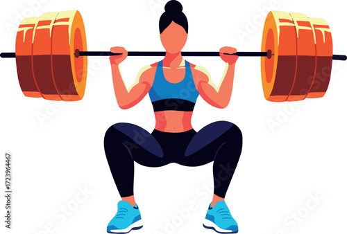 Woman Doing Barbell Squats