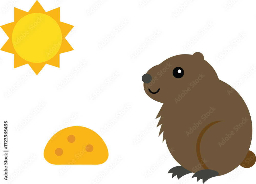 Obraz premium Vector groundhog day illustration featuring sun and shadow icon for eps download vector