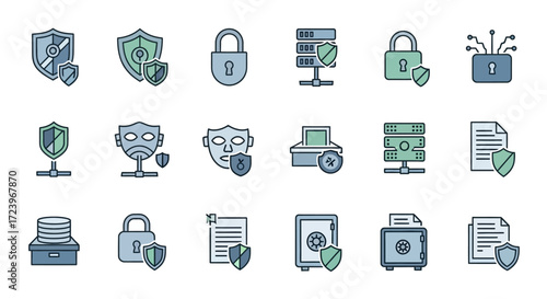 Collection of Security and Data Protection Icons.