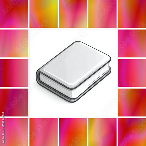 Cartoon closed book illustration, gray and white, education and knowledge learning, with copy space