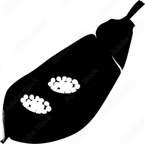 Silhouette of Banana Leaf with Food Covered Isolated on White Vector, Black Traditional Folk Serving Plate Icon, Ethnic Food Presentation Silhouette, Hand Drawn Banana Leaf Meal Illustration