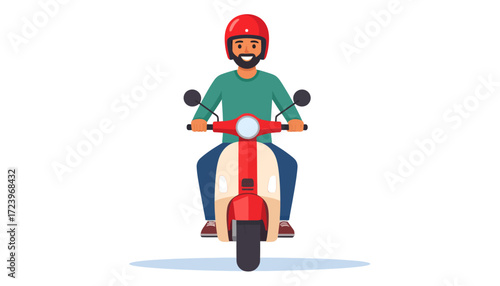 Man Riding a Scooter A Vector Illustration for Transportation and Lifestyle Concepts