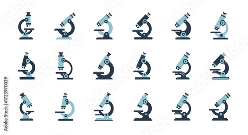 Collection of various microscopes for scientific research and laboratory work.