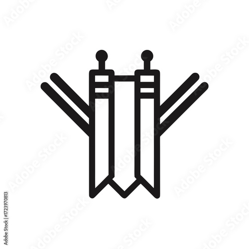 vector illustration of minimal cricket logo three stumps with bails icon.