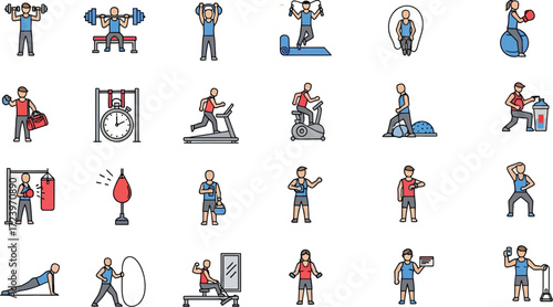 Fitness and Exercise Icons Gym Workout Vector Graphics