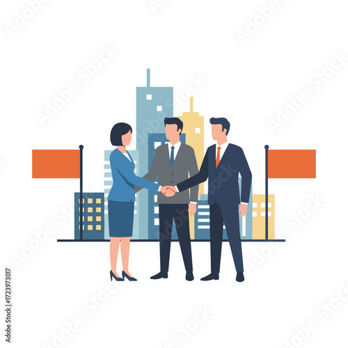 Flat illustration of a business community concept, isolated on a white background