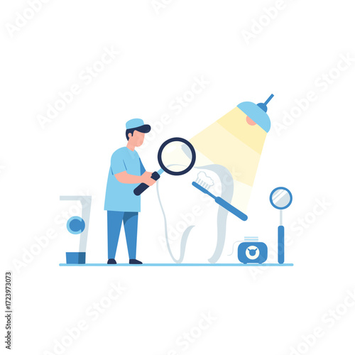 Illustration concept of a dental hygienist on a white background