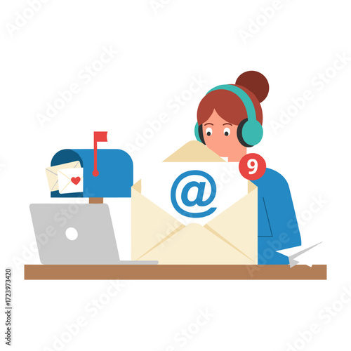 Developer Examining Customer Mail with a Magnifying Glass