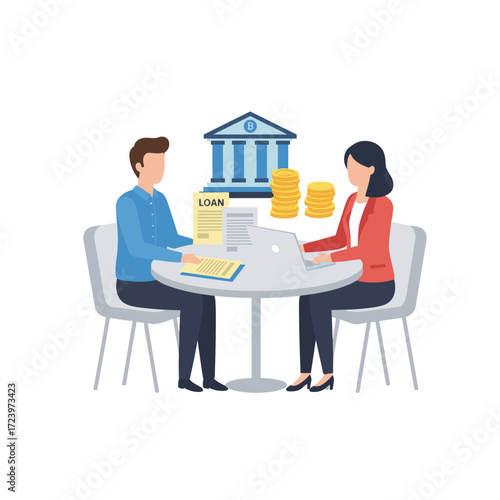 Illustration concept of a commercial loan officer on a white background