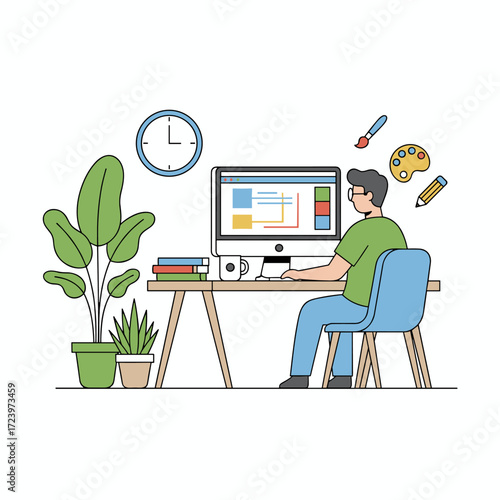 Illustration concept for a logo designer on a white background