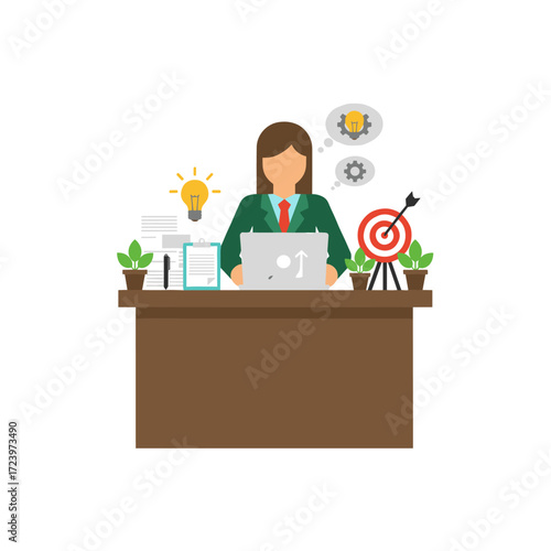Illustration concept for a copywriter: a flat illustration set against a white background