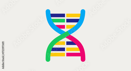 Colorful DNA helix structure representing genetic information and scientific research.