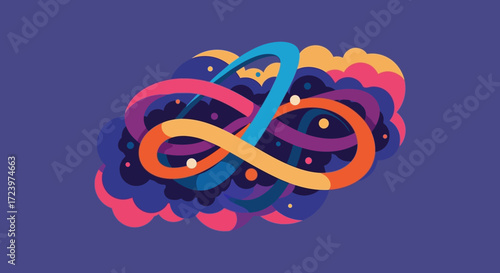 Colorful Infinity Symbol with Abstract Shapes.