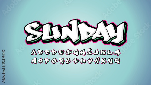 white colorful outline bold brush graffiti font