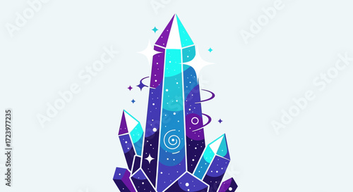 Cosmic Crystal Cluster - A Celestial Gemstone Formation.