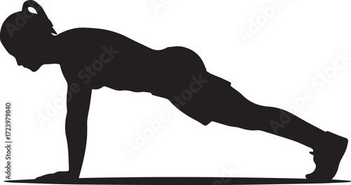 Fitness silhouette of a person performing a plank exercise strength training workout healthy lifestyle
