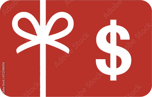 Gift card with ribbon and dollar sign, symbolizing a monetary present or reward