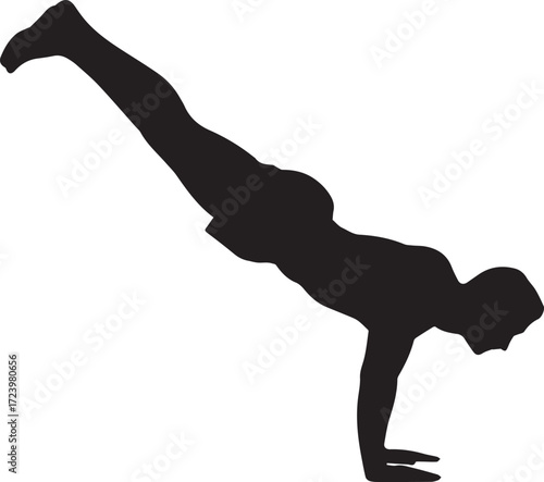 Dynamic fitness athlete silhouette performing strength exercise pose for active lifestyle