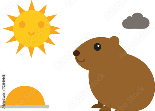 Groundhog day bundle vector illustration celebrating sun and weather predictions eps vector