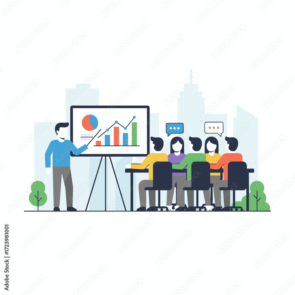 Obraz premium Vector illustration concept for a business chart presentation to executives