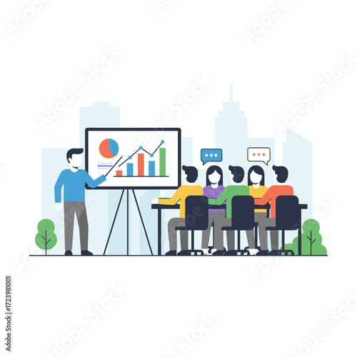 Vector illustration concept for a business chart presentation to executives