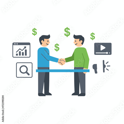 Vector illustration of the affiliate marketing concept