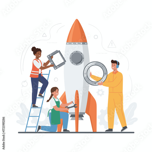 Flat design illustration concepts covering business analysis, planning, consulting, teamwork, project management, financial reporting, and strategy, for use in web banners and printed materials