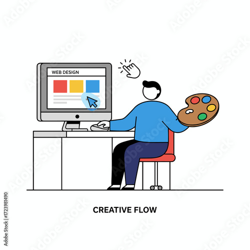 Illustration of a Full Stack Developer character, suitable for web banners, mobile apps, and hero images, rendered as a flat vector on a white background