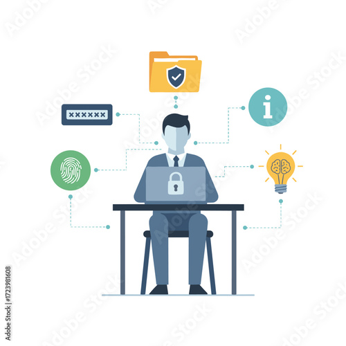 Flat illustration concept of a Chief Information Officer (CIO) on a white background