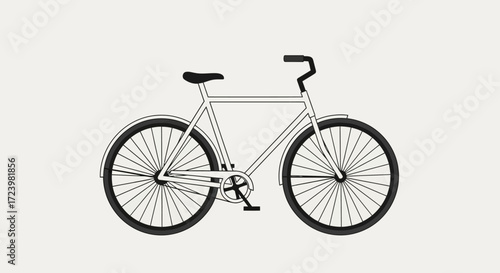 Simple and Minimalist Bicycle Illustration with Clean Lines and White Background