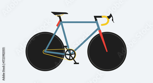 Stylized Vector Illustration of a Road Bike with Bold Colors and Minimal Details