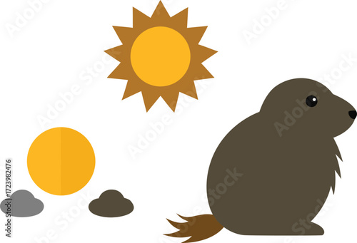 Groundhog day vector illustration bundle featuring a groundhog and the sun for weather predictions vector