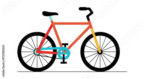 Stylized bicycle illustration with bold colors suitable for transportation themes