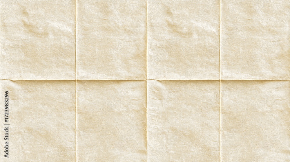 Fototapeta premium A close-up, high-angle shot of a pristine sheet of cream-colored, precisely folded paper. Demonstrating the art of precision.