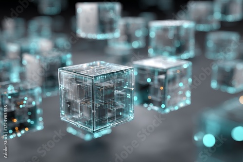 Abstract Transparent Data Cubes in Futuristic Space