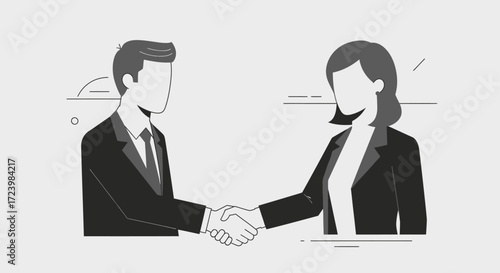 Business handshake illustration symbolizing agreement partnership and collaboration between