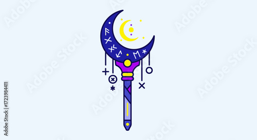 Enchanting Crescent Moon Wand with Celestial Accents.