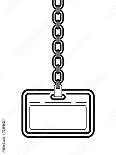 Hanging badge holder with chain on white background