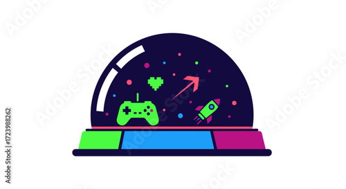 Gaming in space, futuristic game controller, space themed, digital art, video game, virtual reality.