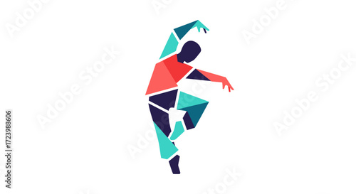 Geometric Dancer - A Vibrant Mosaic of Movement and Form.