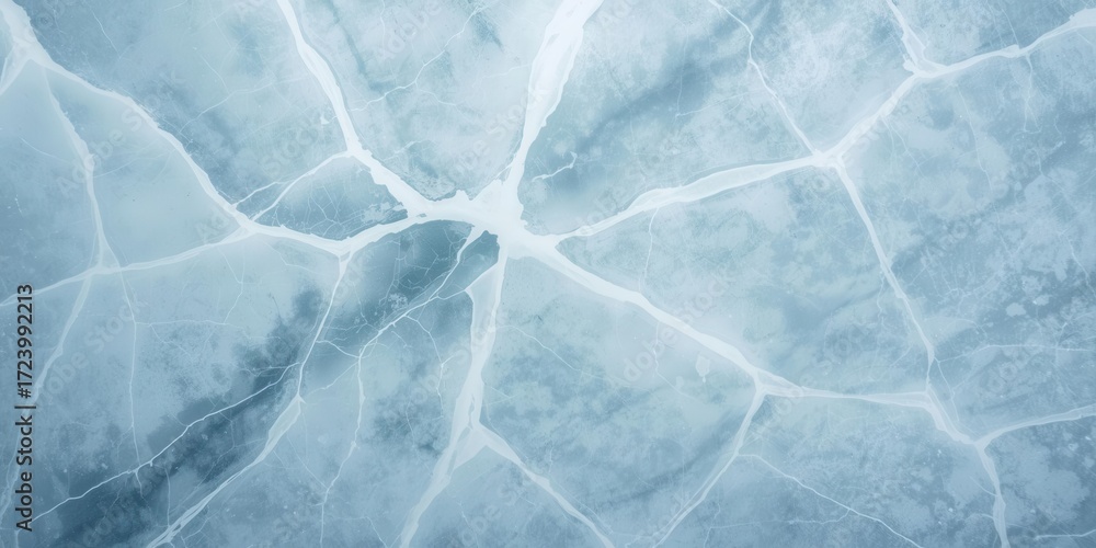 Obraz premium Cracked ice patterns frozen lake aerial view nature abstract art