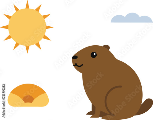 Groundhog day weather prediction vector illustration scalable eps icon bundle vector