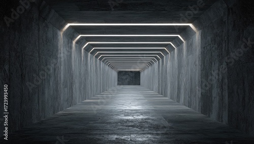 Dark, futuristic tunnel